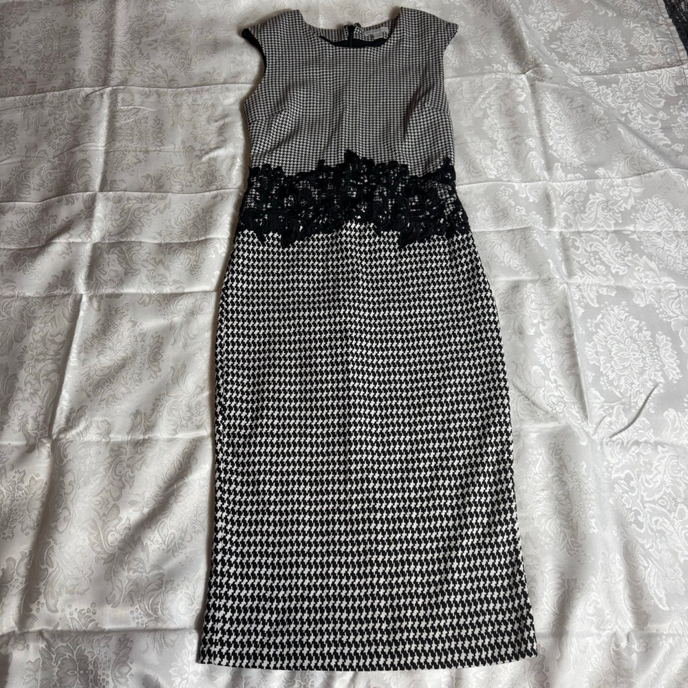 Women's NEW YORK & COMPANY Houndstooth Sheath Dress XS Black White